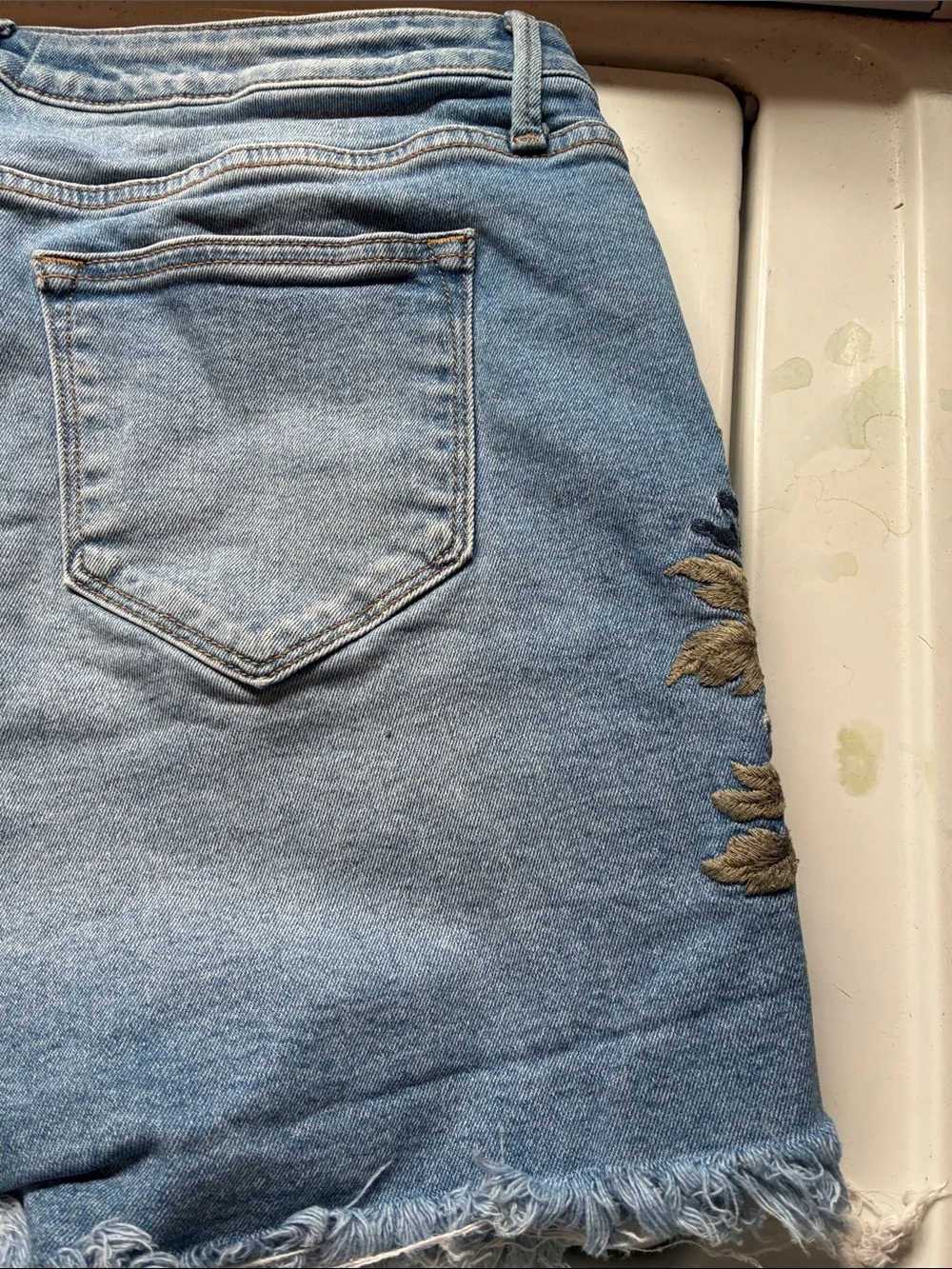 DRIFTWOOD Light Blue Denim Shorts with Floral Embroidery - Picture 6 of 8